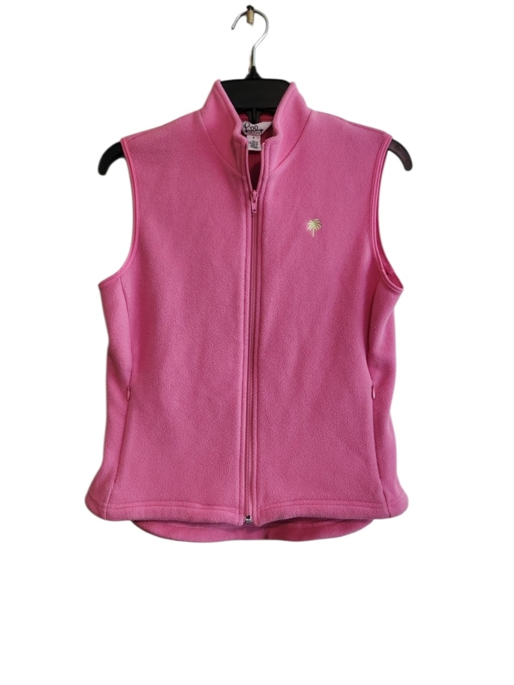Lilly Pulitzer Pink Sleeveless Fleece Vest with Palm Logo